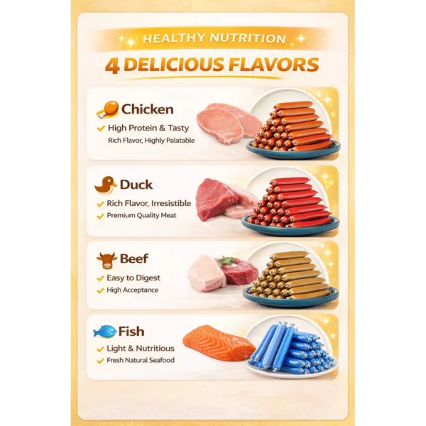 my-11134207-820la-mn2d72qbsv7k6c.webp Cat Food Dog Food Pet Food Snack | Pet Sausage Treats | Chicken Duck Fish Meat Sticks (Makanan Ringan Kucing & Anjing Sosej Ayam Daging Itik Ikan)
