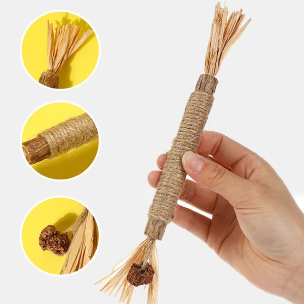 Cat Chew Stick – Natural Teeth Cleaning Silvervine & Hemp Rope Toy (21cm)