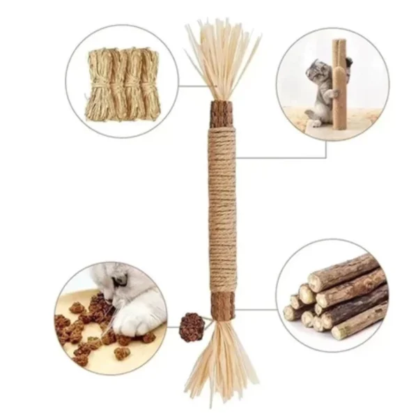 Cat Chew Stick – Natural Teeth Cleaning Silvervine & Hemp Rope Toy (21cm)