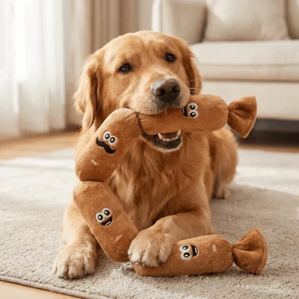MIQUEL Squeaky Dog Toy Plush Sausage Toy