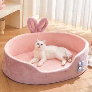 All-Season Pet House Washable, Cat Bed & Dog Pad, Detachable Pink Pet Bed, Soft Orthopedic Support, Non-Slip Bottom