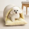 Warm Enclosed Cat Bed Corduroy Plush Cats Tent Calming Pet Nest Cave for Cats Dogs